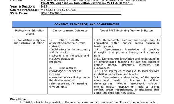 Inclusive Education Observation