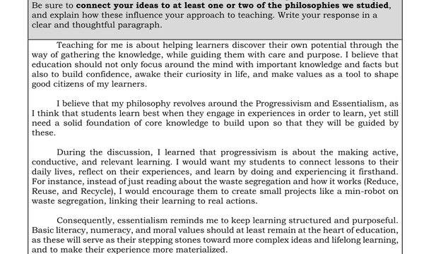 Teaching Philosophy Reflection